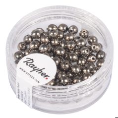   Renaissance üveg teklagyöngy - 4 mm - Szürkésbarna - 85 db/doboz