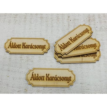  Natúr fa - "Áldott Karácsonyt" gravírozott tábla - 5 db/csomag 