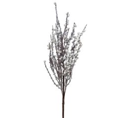 Metál apróbogyós csokor - Fehér - 45 cm