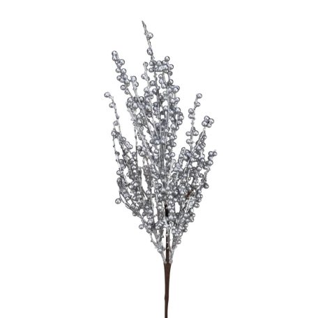  Metál apróbogyós csokor - Ezüst - 45 cm