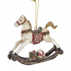 Hintaló figura - Piros-fehér - 7x8x2 cm 