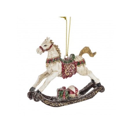 Hintaló figura - Piros-fehér - 7x8x2 cm 