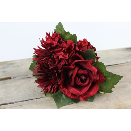 Piros művirág csokor - 25 cm 