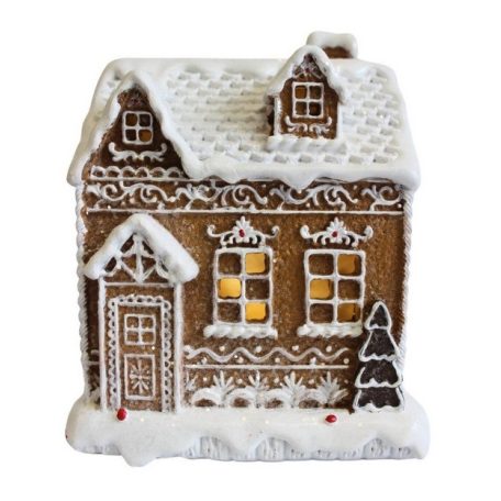 Mézeskalács házikó - LED-es - 15,5x12,5x10 cm - Raktáron