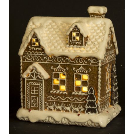 Mézeskalács házikó - LED-es - 15,5x12,5x10 cm - Raktáron