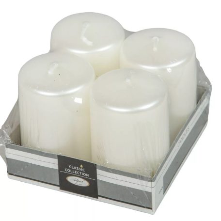 Adventi gyertya - Metál fehér - 8x5 cm - 4 db/csomag