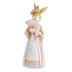   Nyuszi figura rózsaszín legyezővel - 20x7,5x6 cm - Raktáron