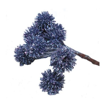 Glitteres echinacea pikk - Kék - 3  cm - 6 bojt/pikk 