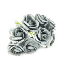   Drótos polyfoam rózsa 22 - 5,5-6 cm - Antik zöld - 8 fejes
