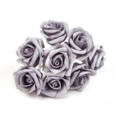   Drótos polyfoam rózsa 22 - 5,5-6 cm - Antik szürke - 8 fejes