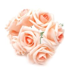   Drótos polyfoam rózsa 22 - 5,5-6 cm - Halvány barack - 8 fejes