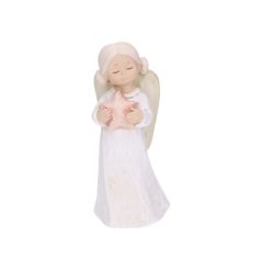 Angyal figura rózsaszín csillaggal - 15 cm