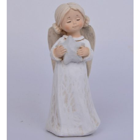 Angyal figura kék csillaggal - 15 cm