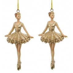 Balerina figura akasztós - Arany - 11x5,5x4 cm - Raktáron