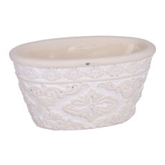 Beton kaspó ovális - Krém - 18 cm 