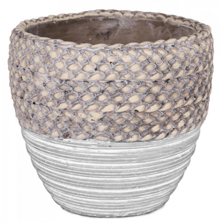 Beton kaspó fonott szélű fehér - 12 cm, 14 cm, 17 cm