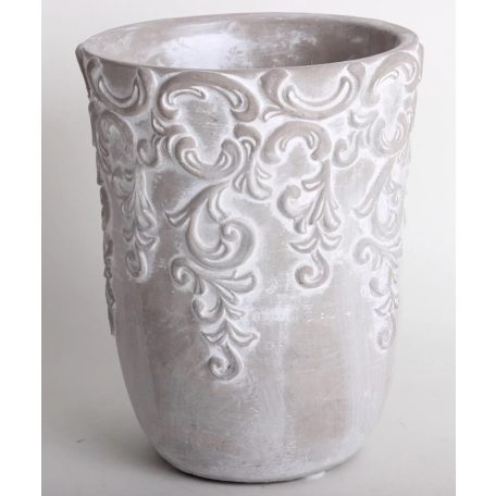 Beton kaspó kerek inda mintás - Szürke - 19x15 cm 