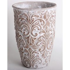 Beton kaspó kerek inda mintás - Barna - 20x14,5 cm