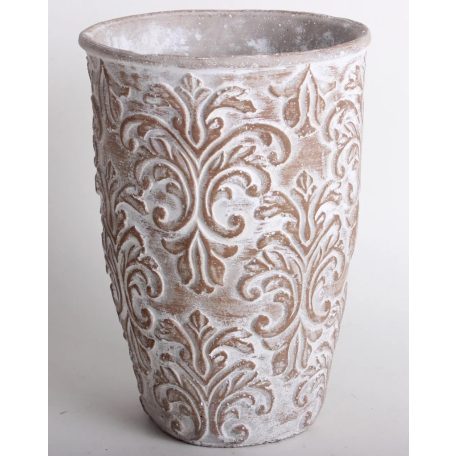Beton kaspó kerek inda mintás - Barna - 20x14,5 cm