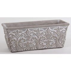  Beton kaspó liliom mintás - Szürke - 23x9 cm  