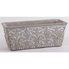  Beton kaspó liliom mintás - Szürke -23x9 cm