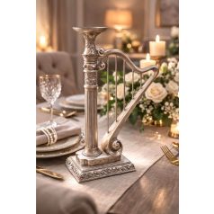 Antik ezüst hárfa alakú gyertyatartó - 38,5 cm