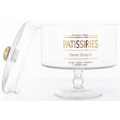 Elegáns üveg tároló talpas - 20,5x18,5x18,5 cm