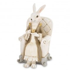   Kávézó nyuszilány figura fotelben - 18x9,5x9,5 cm - Raktáron