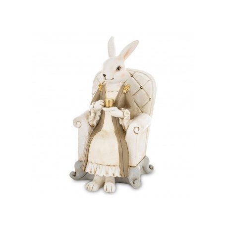 Kávézó nyuszilány figura fotelben - 18x9,5x9,5 cm - Raktáron