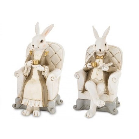 Kávézó nyuszilány figura fotelben - 18x9,5x9,5 cm - Raktáron