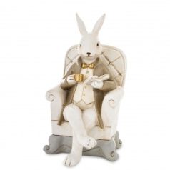   Kávézó nyuszfiú figura fotelben - 18x9,5x9,5 cm - Raktáron