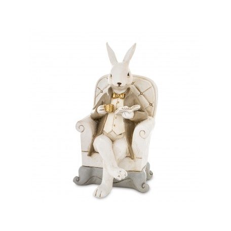 Kávézó nyuszfiú figura fotelben - 18x9,5x9,5 cm - Raktáron