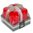 Lakkozott adventi gyertya - Piros - 7x4 cm - 4 db/csomag