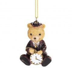 Maci figura órával - 7,5x5x4 cm