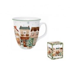 Porcelánbögre - Karácsonyi házikók - 400 ml - Raktáron