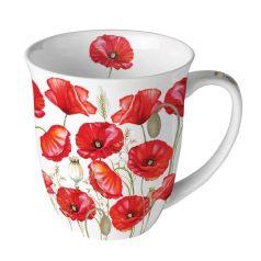 Ambiente porcelánbögre - Poppy all over white - 400 ml