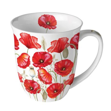 Ambiente porcelánbögre - Poppy all over white - 400 ml