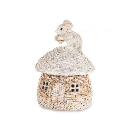 Egér figura házikóval - 15x11x10 cm
