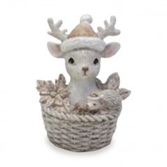Szarvas figura kosárban - 10,5x8,5x6,5 cm