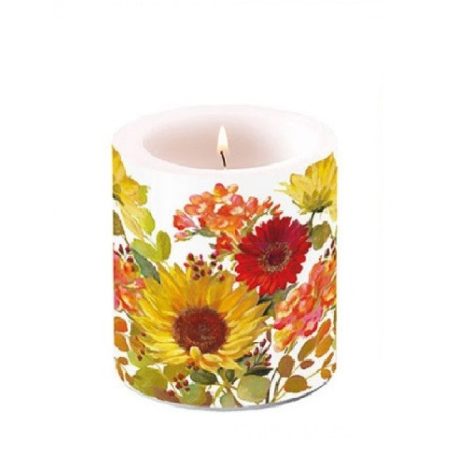 Ambiente - Sunny Flowers Cream - átvilágítós gyertya - 8x7,5 cm