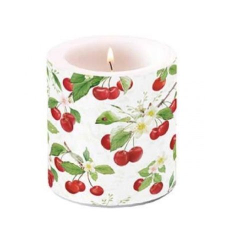 Ambiente átvilágítós gyertya - Fresh cherries - 8x7,5 cm 