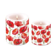   Ambiente átvilágítós gyertya - Poppy all over white - 8x7,5 cm, 10x10 cm