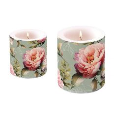   Ambiente átvilágítós gyertya - Peonies composition green - 8x7,5 cm, 10x10 cm