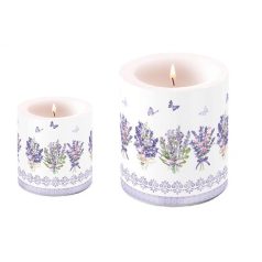   Ambiente  átvilágítós gyertya - Lovely lavender white - 8x7,5 cm, 10x10 cm