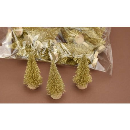 Mini dekor fenyő arany - 8 cm 