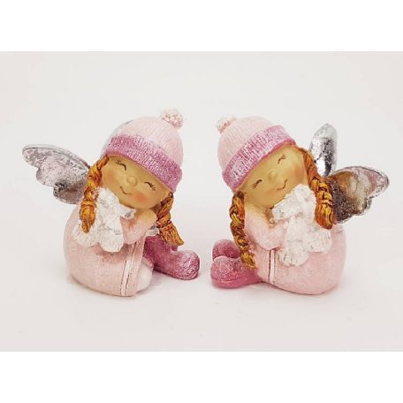 Ülő angyalka rózsaszín 2. - 7 cm 