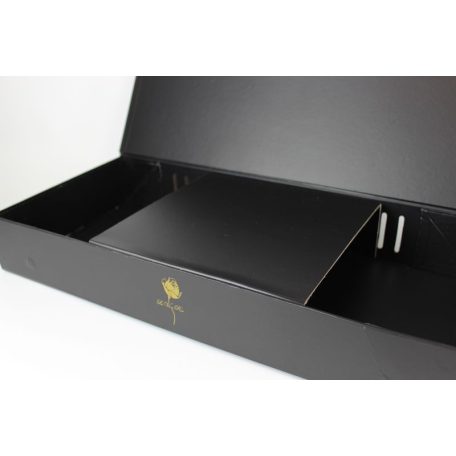 Kinyitható fekete díszdoboz - 50x22x7 cm