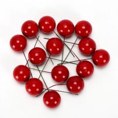 Beszúrós bogyó - 2,8 cm - Piros - 15 db/csomag