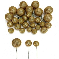Csillámos gömb pick - Arany - 30 db/csomag