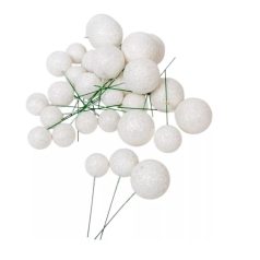 Csillámos gömb pick - Fehér - 30 db/csomag
